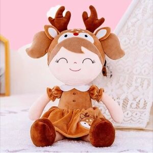 Gloveleya Spring Girl Baby Doll Baby Girl Gift Kids Plush Deer Toy Brown 15"